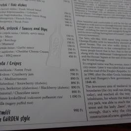 Gárden Budapest - Étlap/itallap