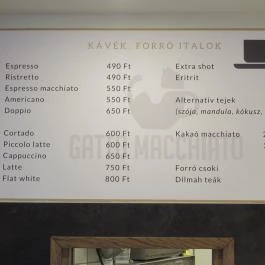 Gatto Macchiato Gasztrokávézó Budapest - Étlap/itallap