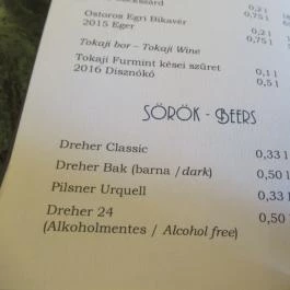 Gellért Hotel Eszpresszó Budapest - Étlap/itallap