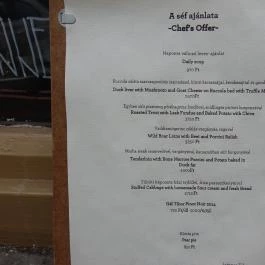 Gettó Gulyás Budapest - Étlap/itallap