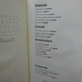 Gettó Gulyás Budapest - Étlap/itallap