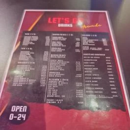 Gozsdu Játékterem Bár Budapest - Étlap/itallap