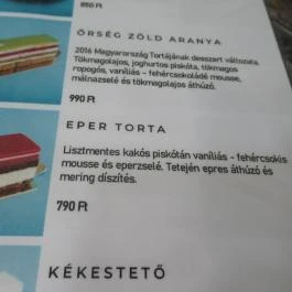 Green Cukrászda Budapest - Étlap/itallap