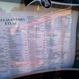 Gulyás Csárda Agárd - Étlap/itallap