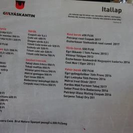 Gulyáskantin Budapest - Étlap/itallap