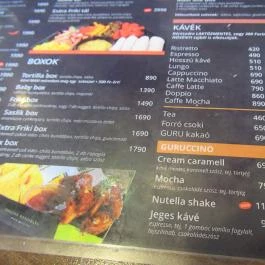 GURU Étterem - Arena Mall Budapest - Étlap/itallap