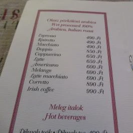 Gusto Cafe Budapest - Étlap/itallap
