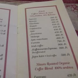 Gusto Cafe Budapest - Étlap/itallap