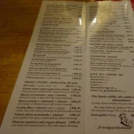 Gyógygödör Borozó Sopron - Étlap/itallap