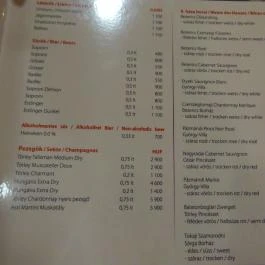 Hajóbár, Zalakaros - Étlap/itallap