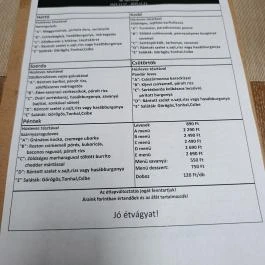 Véndiófa Étterem Zalaegerszeg - Étlap/itallap