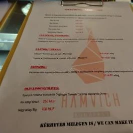Hamvich Budapest - Étlap/itallap