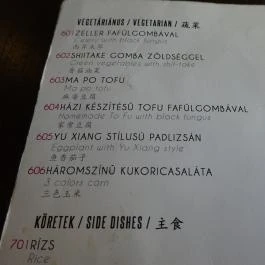 Hange Budapest - Étlap/itallap