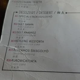 Hange Budapest - Étlap/itallap