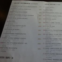 Hange Budapest - Étlap/itallap