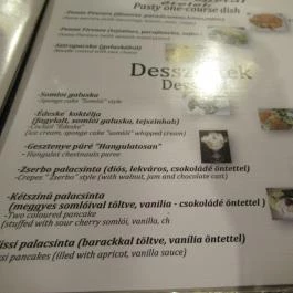 Hangulat Kisvendéglő Budapest - Étlap/itallap