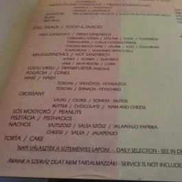 Hattyú Kávézó Budapest - Étlap/itallap