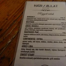 Házi/Állat Bistro Budapest - Étlap/itallap