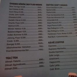 Hedon Budapest - Étlap/itallap