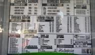 Helvécia Söröző Budapest - Étlap/itallap