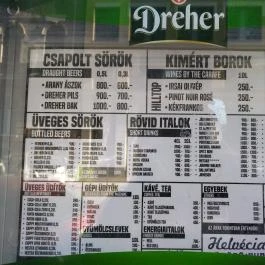 Helvécia Söröző Budapest - Étlap/itallap