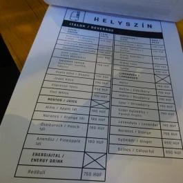 Helyszín Budapest - Étlap/itallap