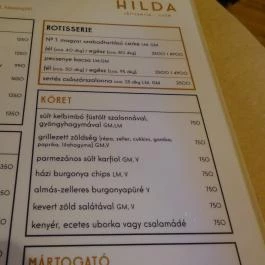 Hilda Budapest - Étlap/itallap