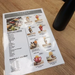 Hoffer Cukrászműhely, Sopron - Étlap/itallap