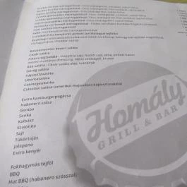 Homály Grill & Bar Bicske - Étlap/itallap