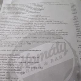 Homály Grill & Bar Bicske - Étlap/itallap