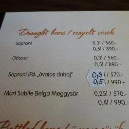 Home Field Gastro Pub Budapest - Étlap/itallap