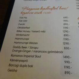 Home Field Gastro Pub Budapest - Étlap/itallap