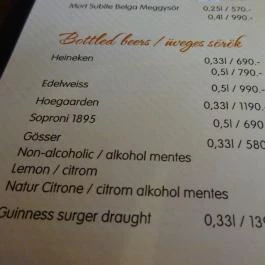 Home Field Gastro Pub Budapest - Étlap/itallap