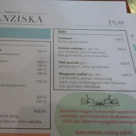Home of Franziska Budapest - Étlap/itallap