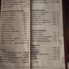 Horváth Cukrászda, Budapest - Étlap/itallap