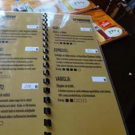 Huber Cukrászda, Sümeg - Étlap/itallap