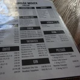 Humbák Művek Budapest - Étlap/itallap