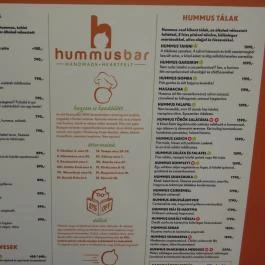 Hummusbar - Kecskeméti utca Budapest - Étlap/itallap