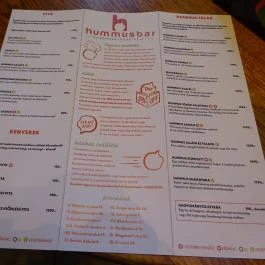 Hummusbar - Alkotmány utca Budapest - Étlap/itallap