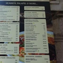 Hummusbar - Hollán Ernő utca Budapest - Étlap/itallap
