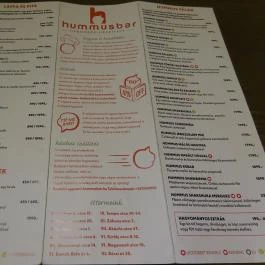 Hummusbar - Október 6. utca Budapest - Étlap/itallap