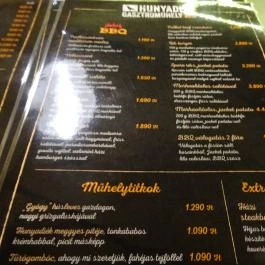 Hunyadi Gasztroműhely & BBQ Budapest - Étlap/itallap