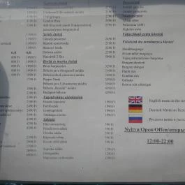 Huszár Étterem Budapest - Étlap/itallap