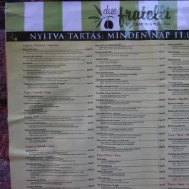 Due Fratelli Italian Restaurant and Pizzeria Budapest - Étlap/itallap