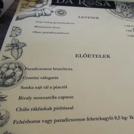 Il Giardino, Budapest - Étlap/itallap