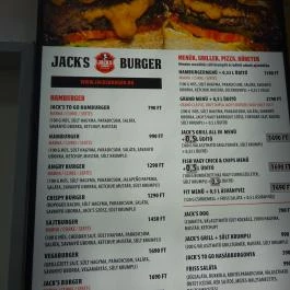 Jack's Burger Gács Budapest - Étlap/itallap