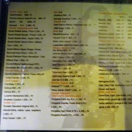 Janis' Pub, Budapest - Étlap/itallap