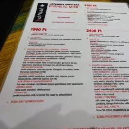 Japanika Budapest - Étlap/itallap