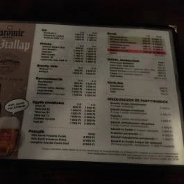 Jaromír '68 Cseh Söröző Budapest - Étlap/itallap