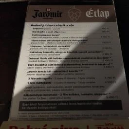 Jaromír '68 Cseh Söröző Budapest - Étlap/itallap